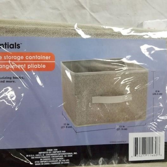 Essentials Tan Collapsible Storage Containers with Handles, 8×11×11 in - Picture 2 of 3